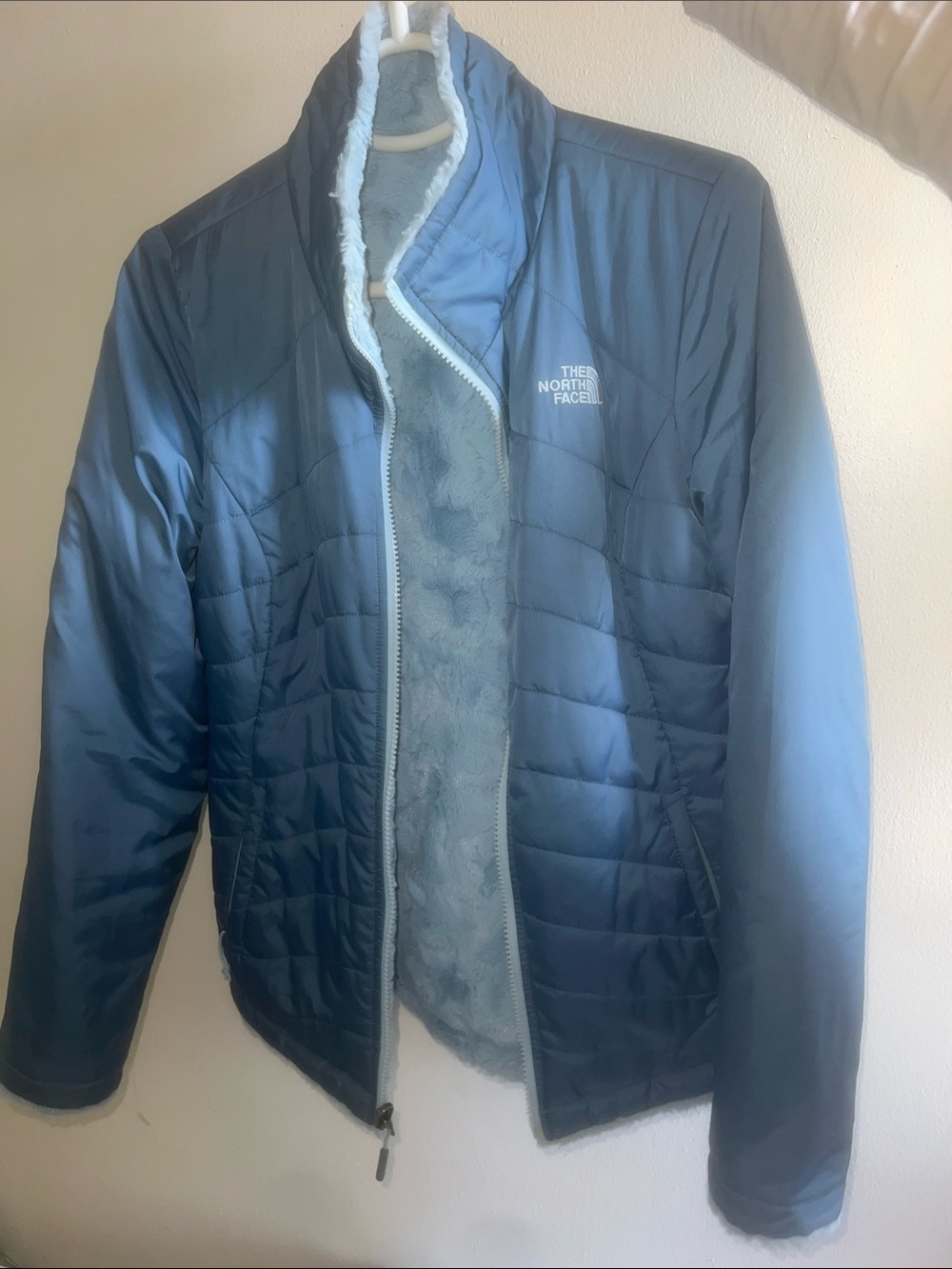 The North Face Slate Blue Quilted Jacket with Sherpa Lining